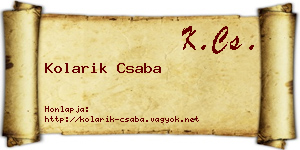Kolarik Csaba névjegykártya